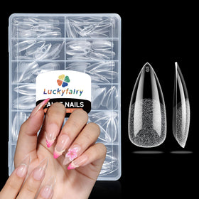 Luckyfairy Medium Stiletto Nail Tips 240Pcs clear tips front view