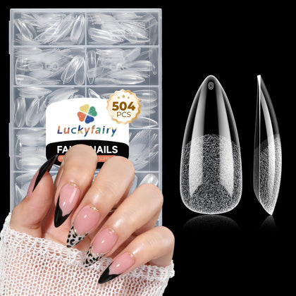 Luckyfairy Medium Stiletto Nail Tips 504Pcs packaging front view