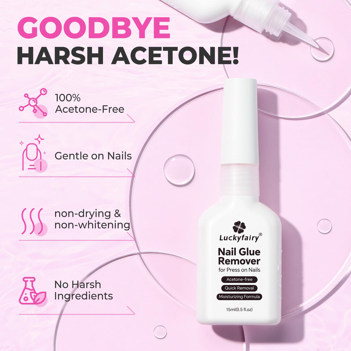 Luckyfairy Nail Glue Remover 15ml bottle with cap