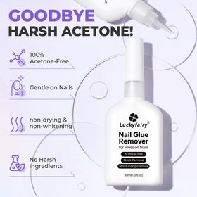 Luckyfairy Nail Glue Remover showing bottle design and cap