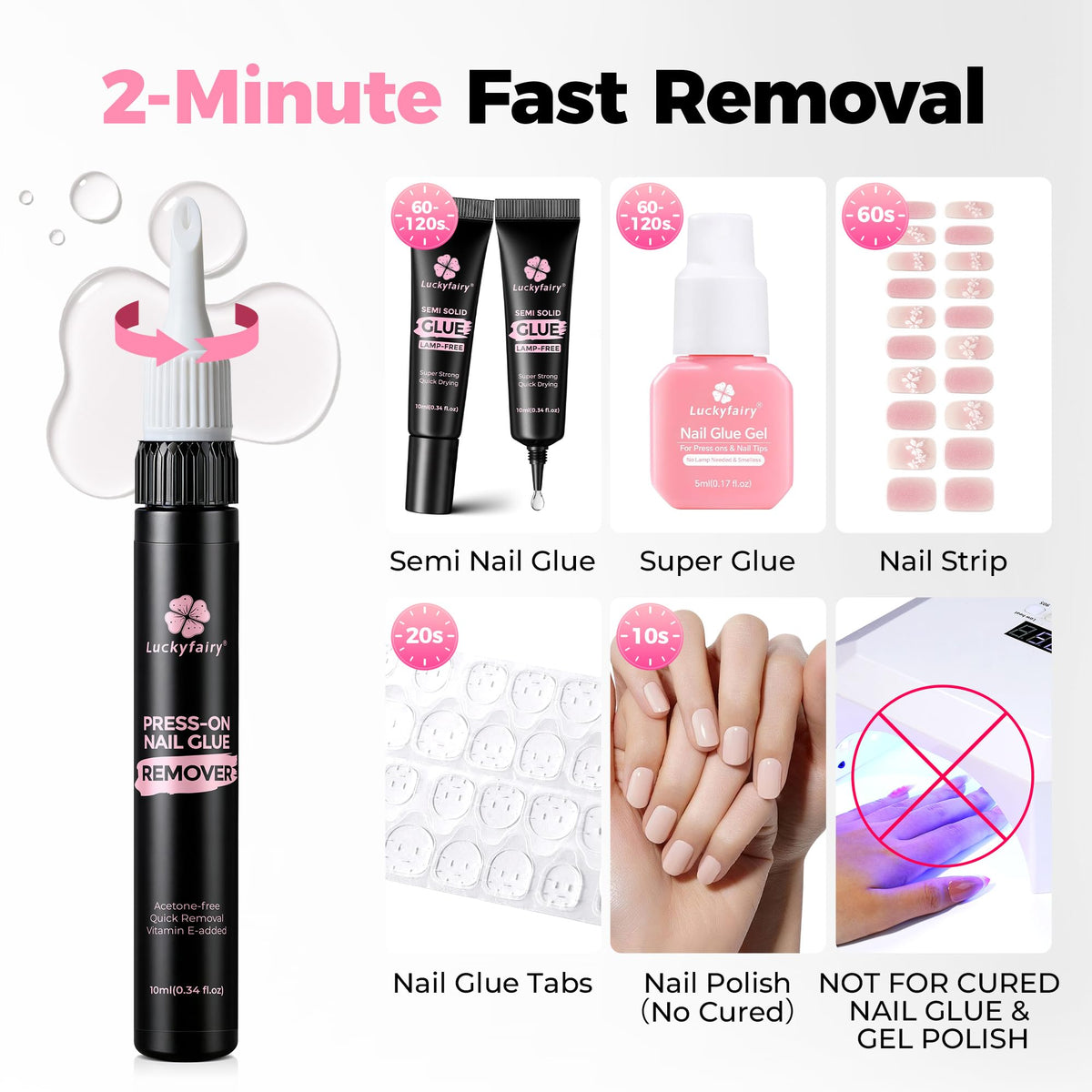 Luckyfairy Nail Glue Set 15g glue tube close-up