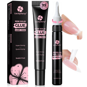 Luckyfairy Nail Glue Set 15g semi-solid glue and 10ml remover front view