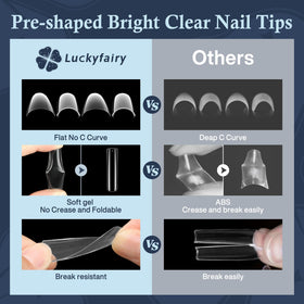 Luckyfairy nail tips applied on nails in various styles