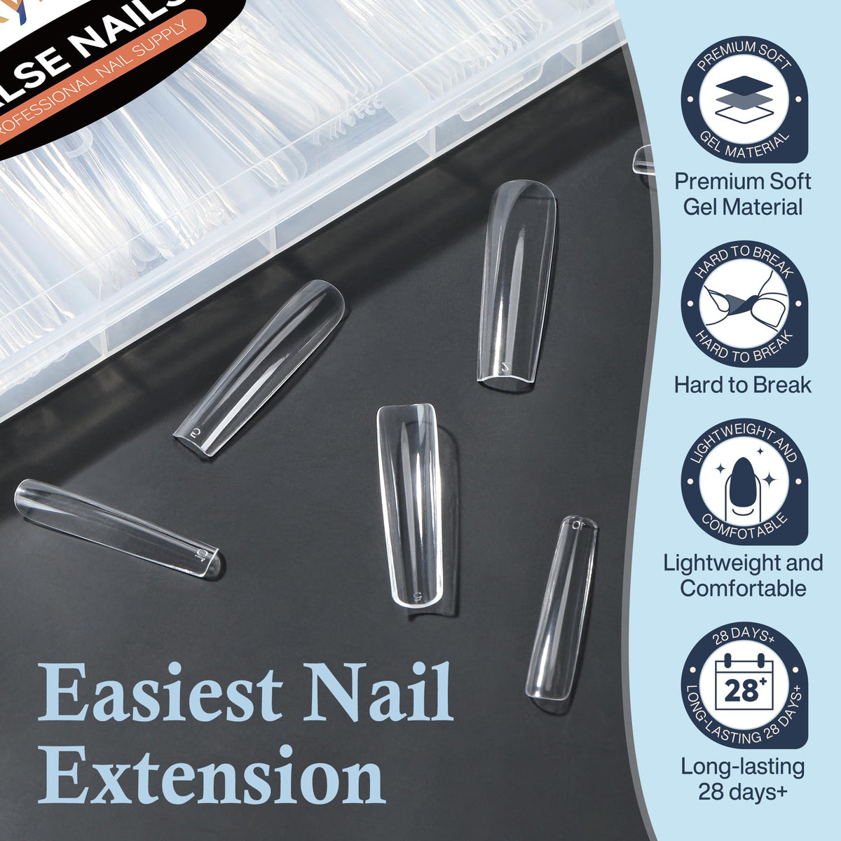 Luckyfairy nail tips displayed with nail art tools