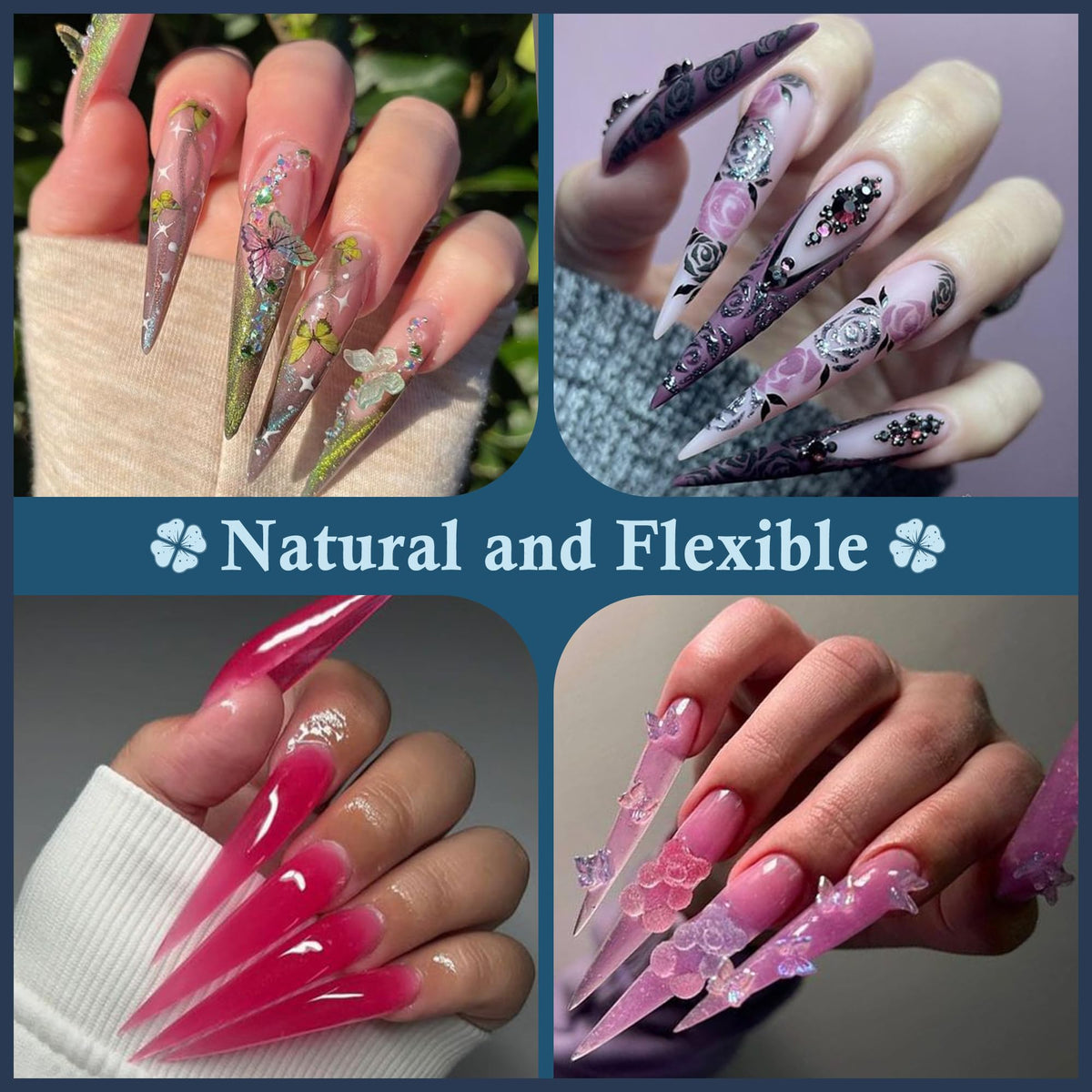 Luckyfairy nail tips showing different sizes and shapes