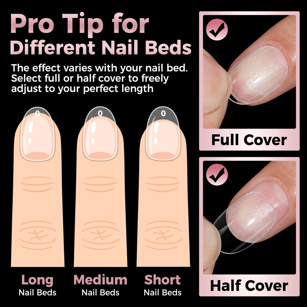 Luckyfairy nail tips with clear numbering for size selection