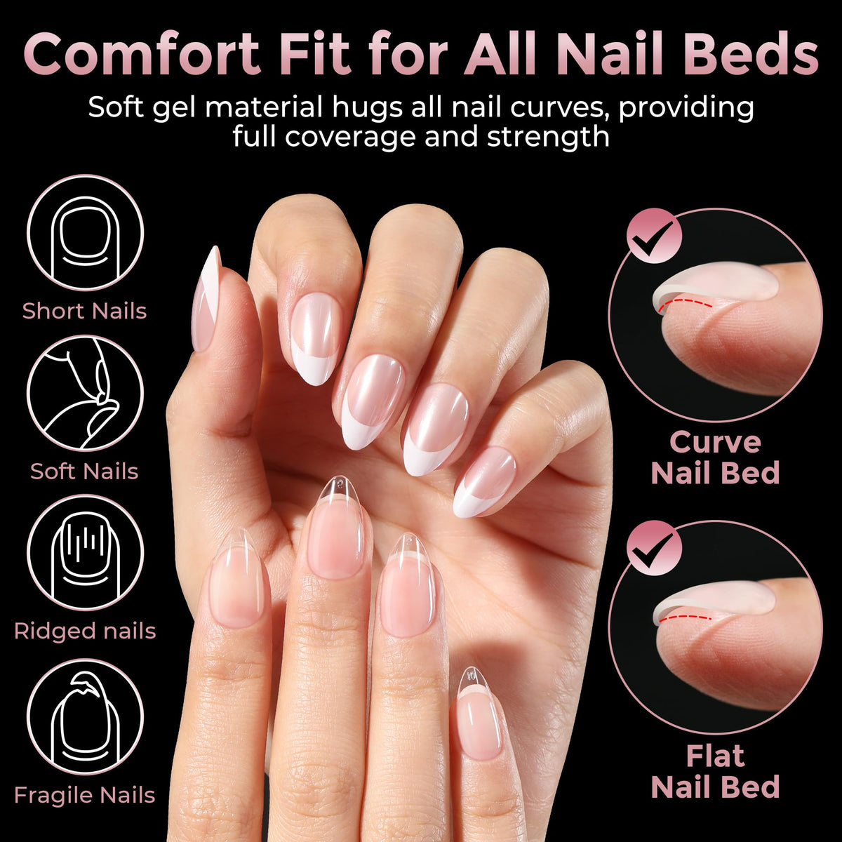 Luckyfairy Short Almond Nail Tips in packaging