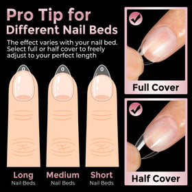 Luckyfairy Short Almond Nail Tips in use during manicure