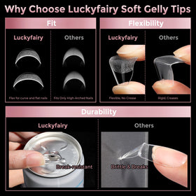 Luckyfairy Short Almond Nail Tips showing flexibility