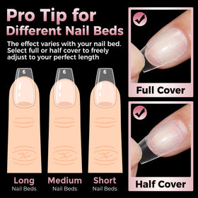 Luckyfairy Short Coffin Fake Nails in a nail art setup