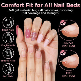 Luckyfairy Short Coffin Fake Nails in various sizes