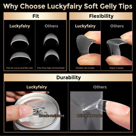 Luckyfairy Short Coffin Nails Tips in use with nail polish
