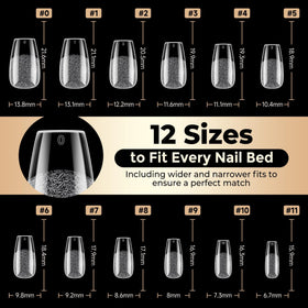 Luckyfairy Short Coffin Nails Tips showing different nail shapes