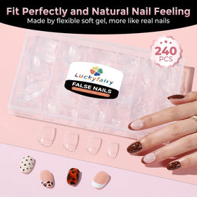 Luckyfairy Short Round Nail Tips in a professional salon setting