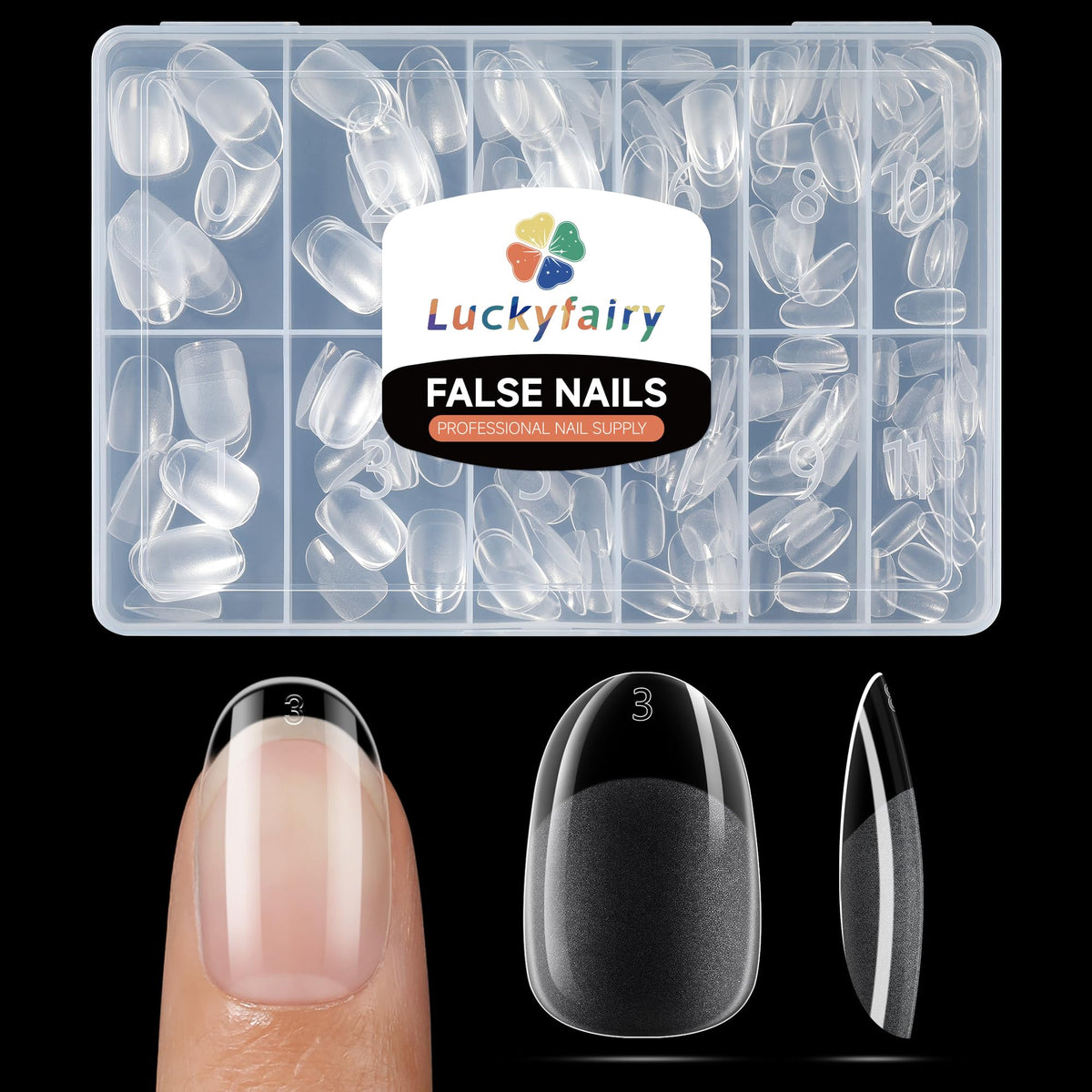 Luckyfairy Short Round Nail Tips pack front view