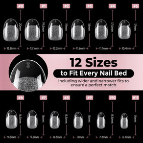 Luckyfairy Short Round Nail Tips showing numbered sizes