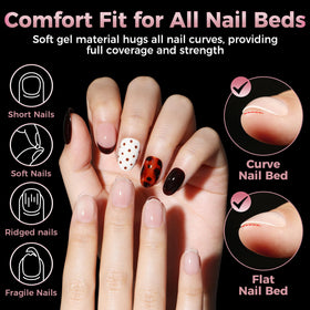 Luckyfairy Short Round Nail Tips variety of sizes