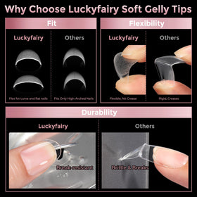 Luckyfairy Short Round Nail Tips with nail art tools
