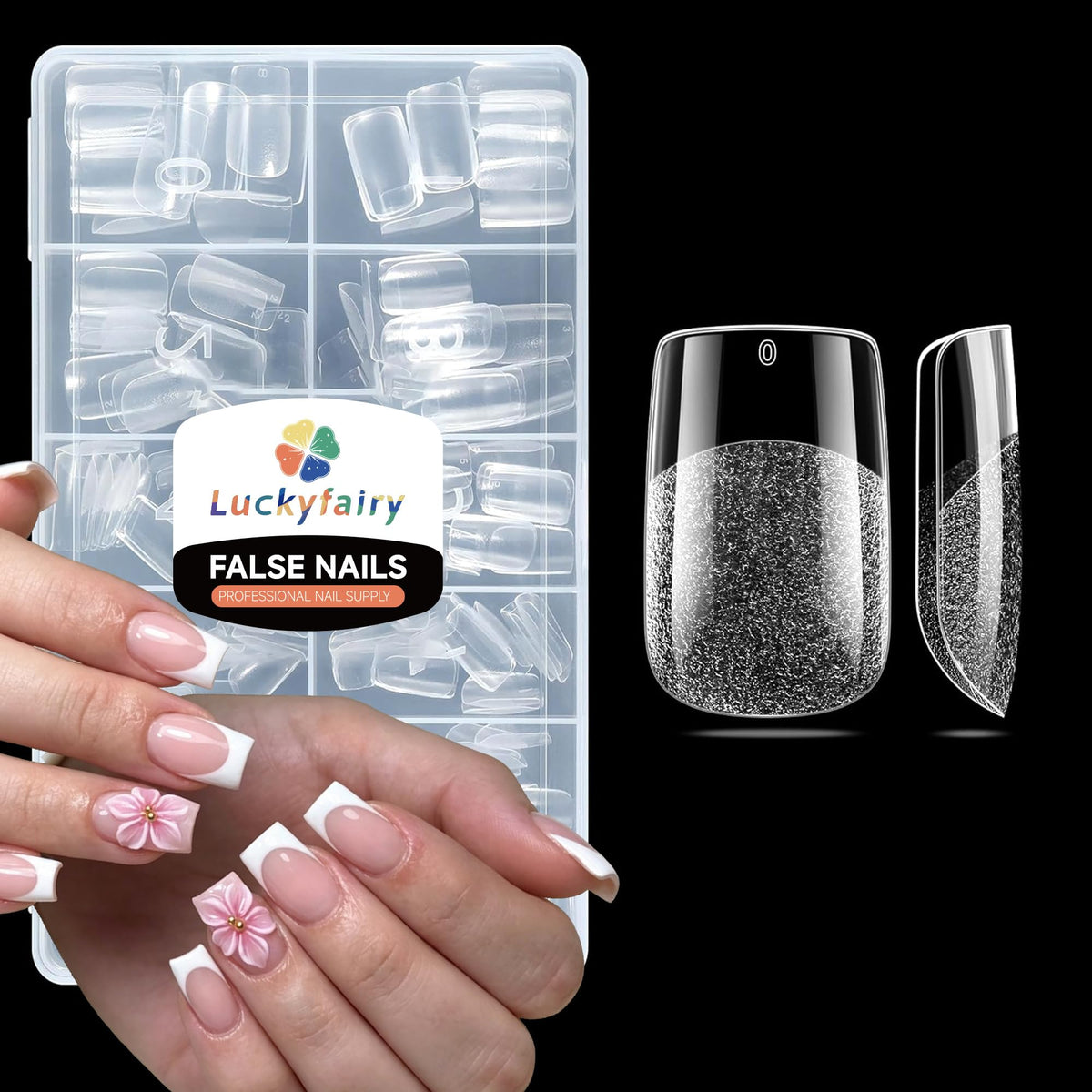 Luckyfairy Short Square Nail Tips 240PCS front view
