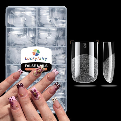 Luckyfairy Short Square Nail Tips 504Pcs box front view