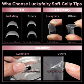Luckyfairy Short Square Nail Tips showing half matte finish