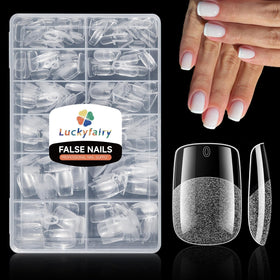Luckyfairy Square Nail Tips 240Pcs short squoval soft gel tips front view
