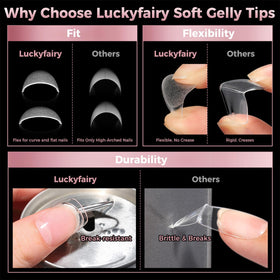 Luckyfairy Square Nail Tips in a home salon setting