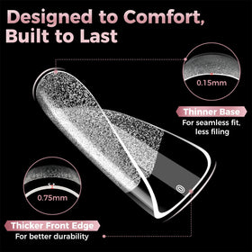 Luckyfairy Square Nail Tips showing the thin cuticle edge