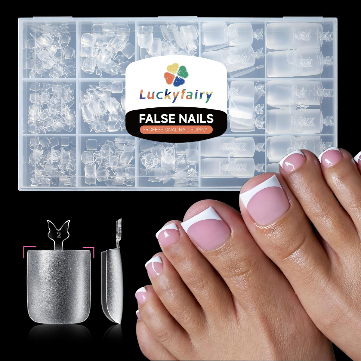 Luckyfairy Square Toe Nail Tips 240pcs in packaging
