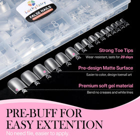 Luckyfairy Square Toe Nail Tips with clear acrylic finish