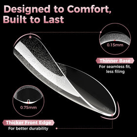Luckyfairy Stiletto Nail Tips showing thin back edge design
