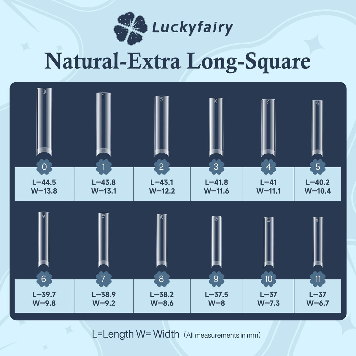 Luckyfairy XXL Nail Tips with a variety of nail shapes