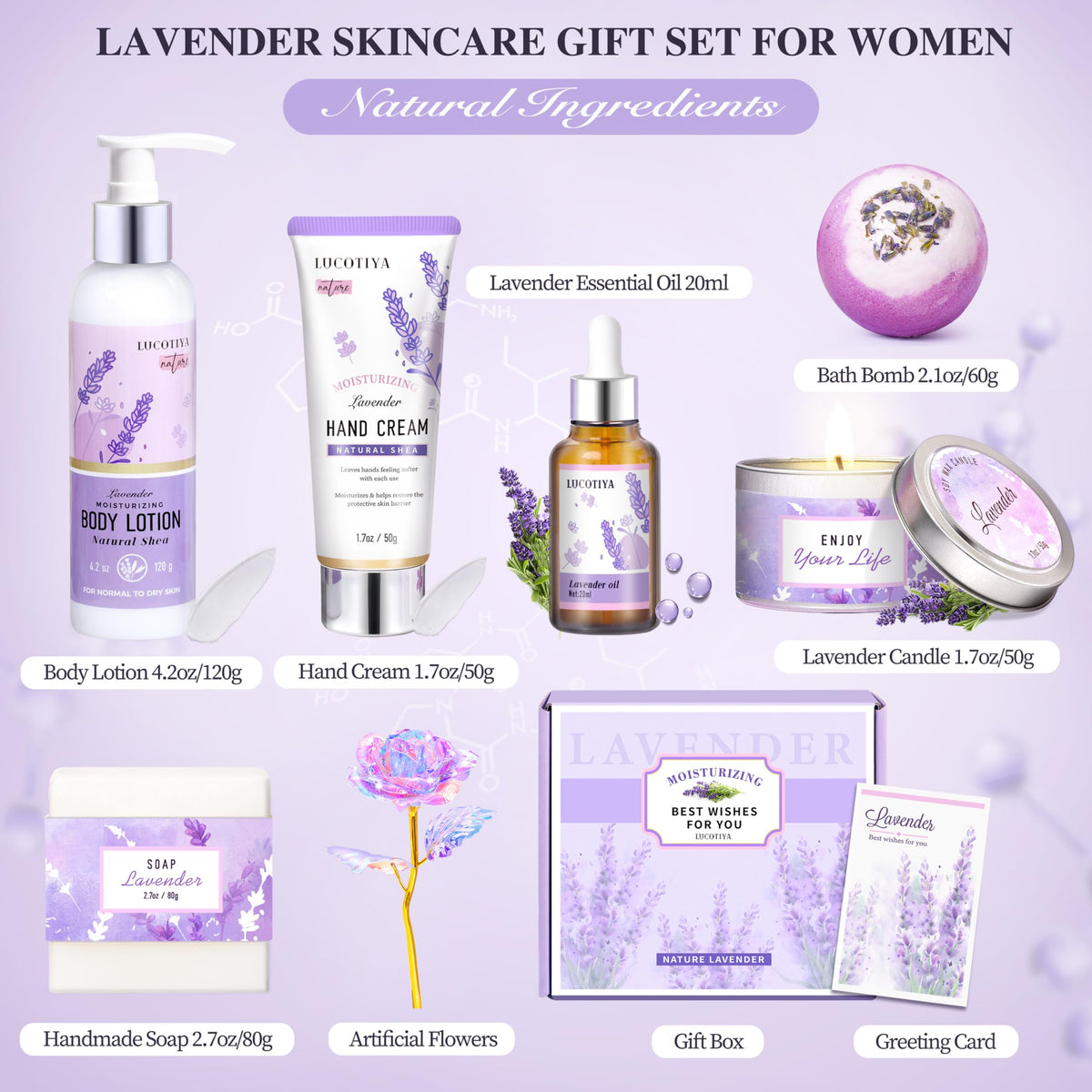 LUCOTIYA Lavender Candle and handmade soap in gift box