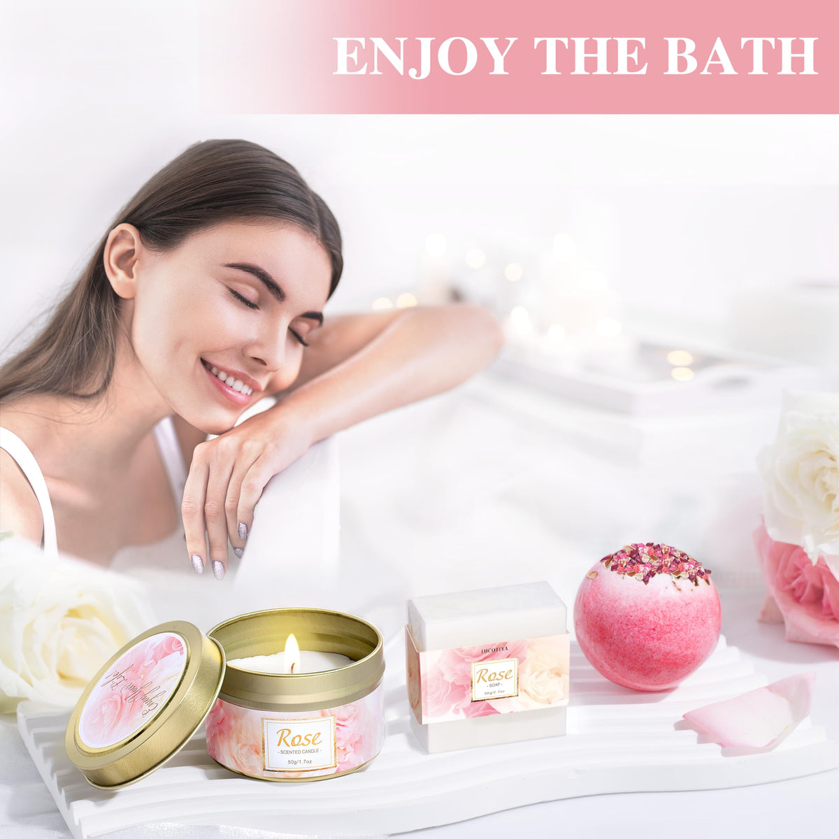 LUCOTIYA Rose scented candle and greeting card