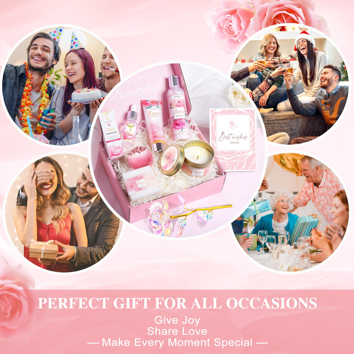 LUCOTIYA self care gift set displayed on a bathroom counter
