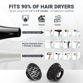 Ludvento Universal Hair Diffuser side view showing flexible silicone adapter
