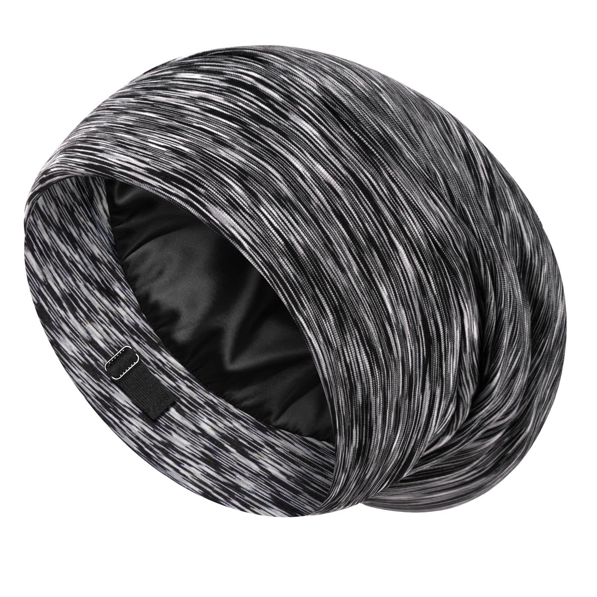 LULUSILK Mulberry Silk Lined Sleep Cap front view in dark grey