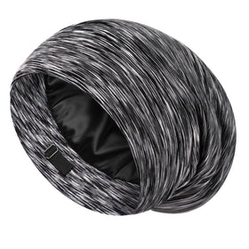 LULUSILK Mulberry Silk Lined Sleep Cap front view in dark grey
