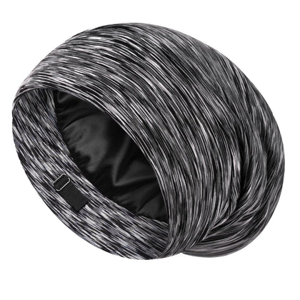 LULUSILK Mulberry Silk Lined Sleep Cap front view in dark grey
