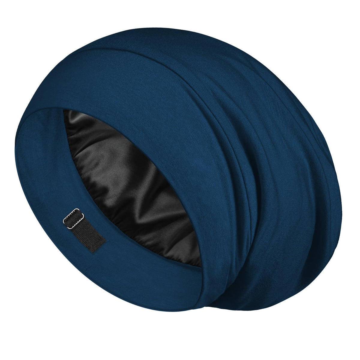 LULUSILK Mulberry Silk Sleep Cap in Bijou Blue front view
