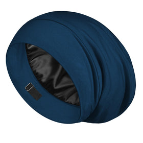 LULUSILK Mulberry Silk Sleep Cap in Bijou Blue front view