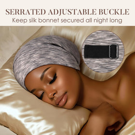 LULUSILK silk sleep cap worn by a person