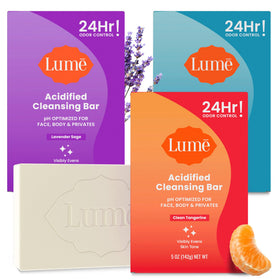 Lume Acidified Body Cleansing Bar 3 Pack front view with packaging