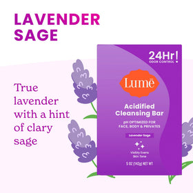 Lume Acidified Body Cleansing Bar showing rich lather