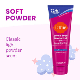 Lume deodorant cream in hand, ready for use
