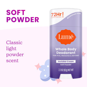 Lume deodorant cream stick applying to skin for fresh scent