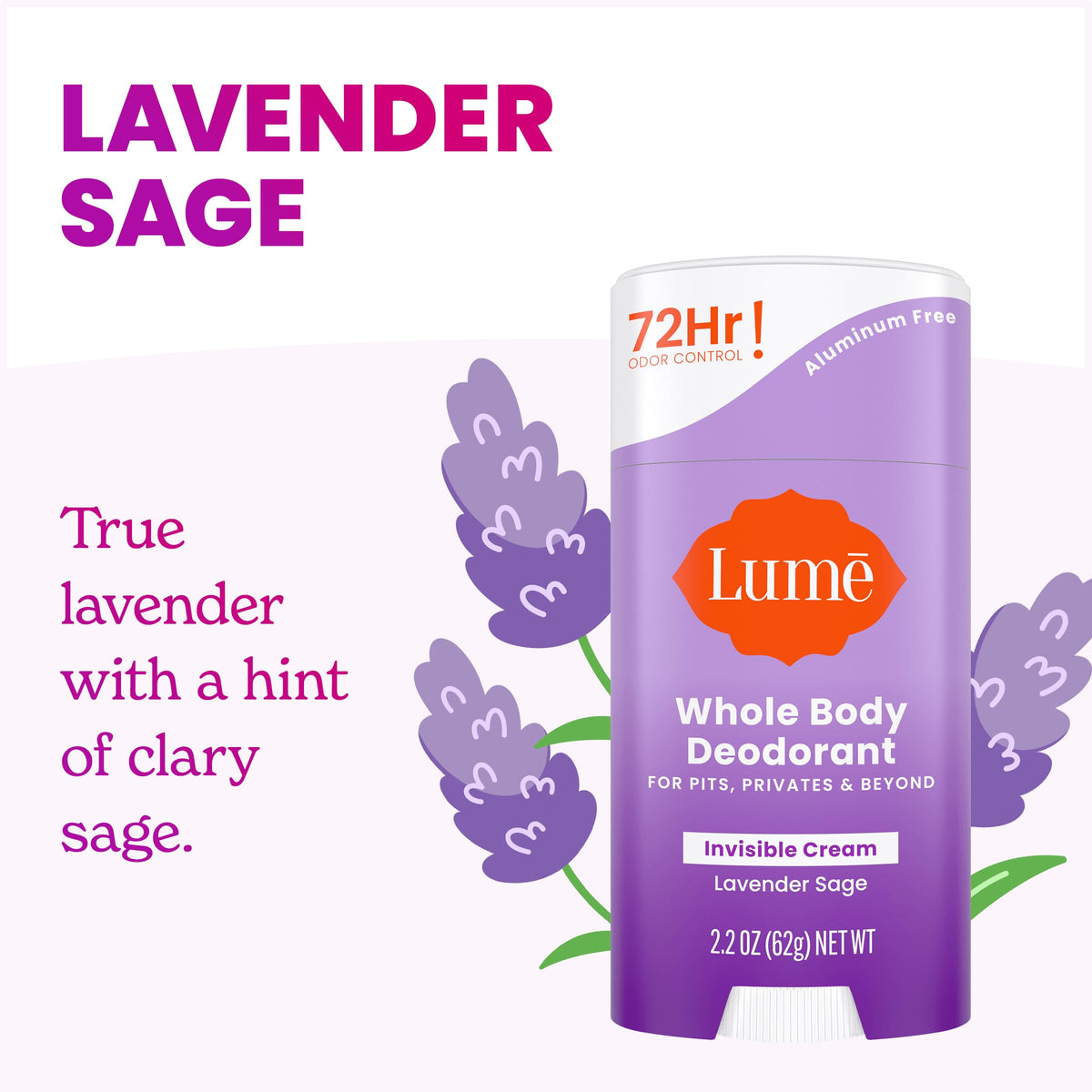 Lume Deodorant Cream Stick Lavender Sage cream texture