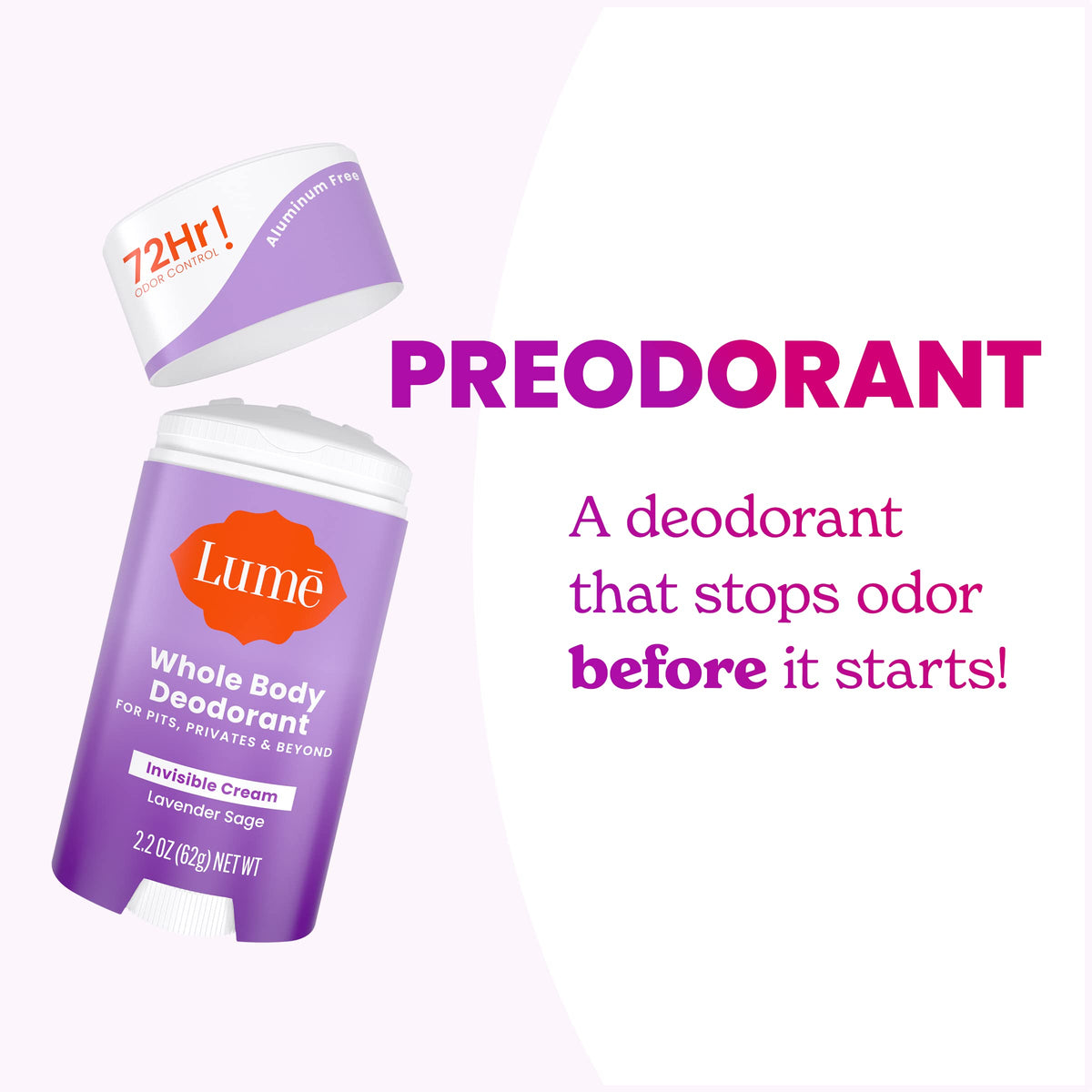 Lume Deodorant Cream Stick Lavender Sage product close-up