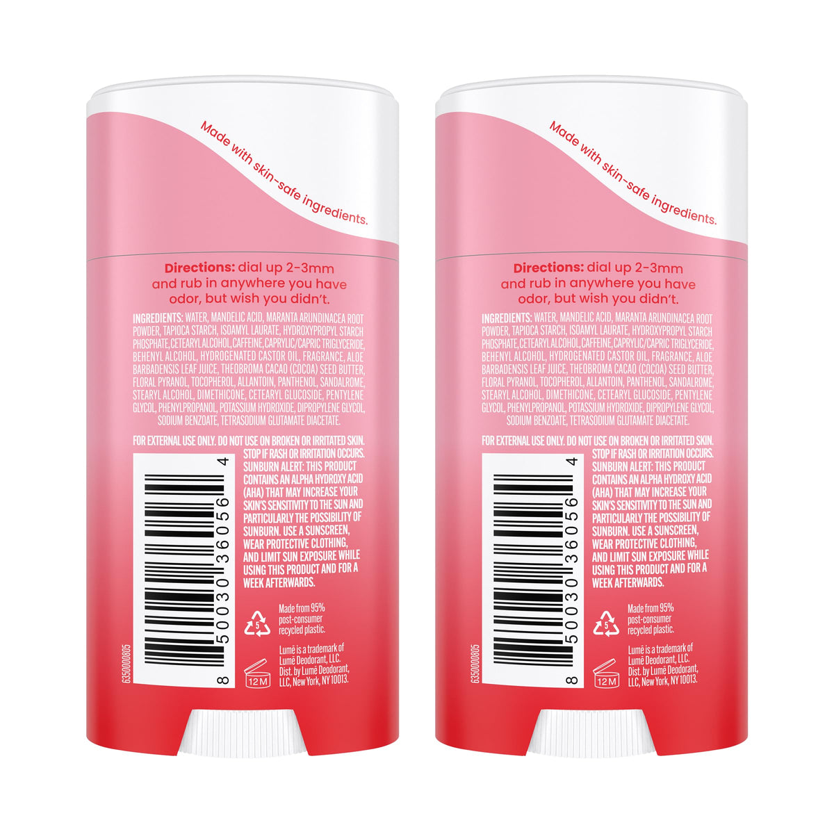 Lume Deodorant Cream Stick Peony Rose back view
