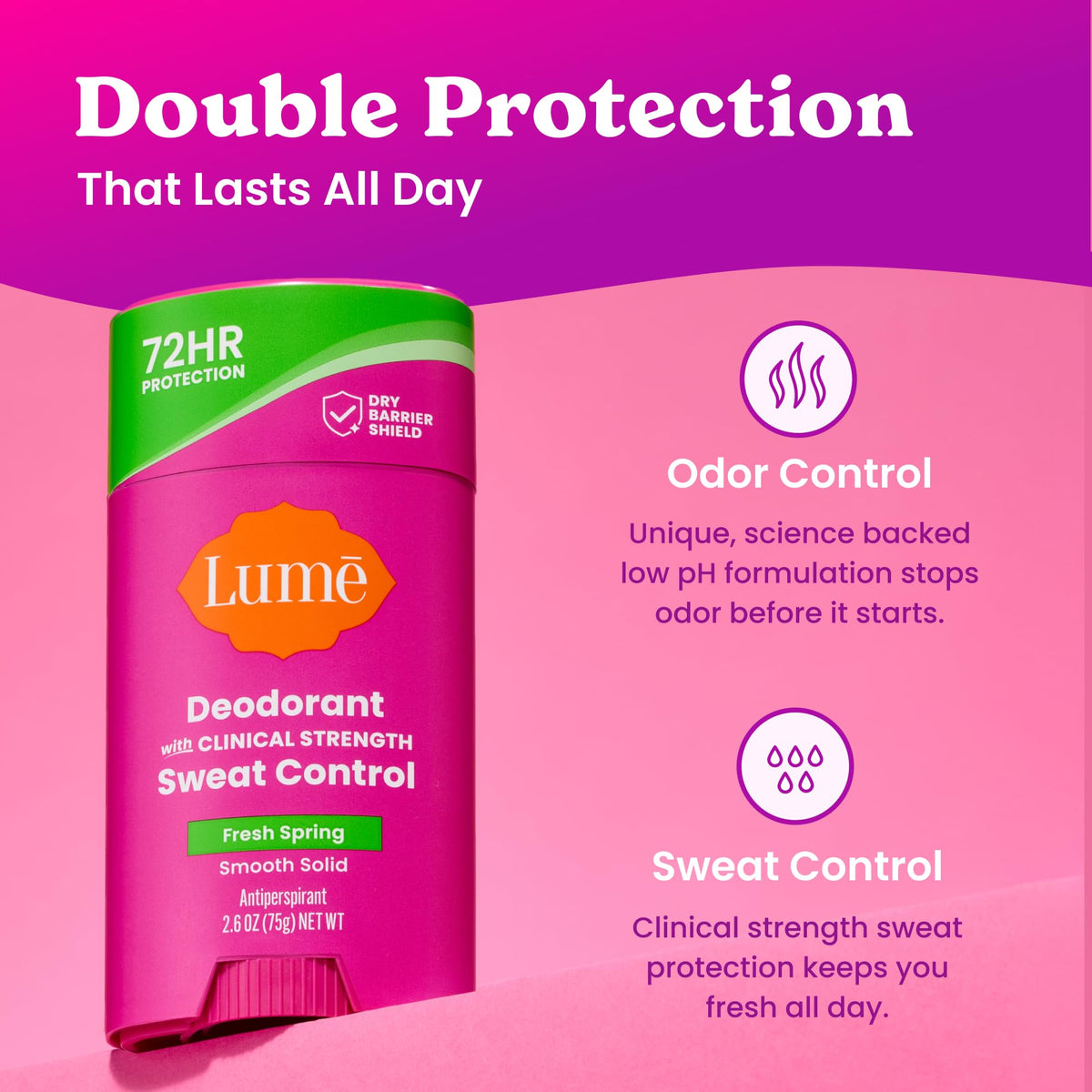Lume deodorant stick showing smooth solid texture